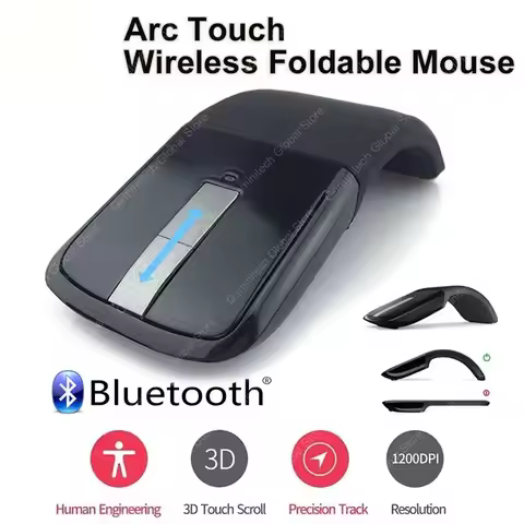 Arc Mouse Optical Mouse Ultra Thin Foldable Bluetooth Wireless Mouse Ergonomic Portable 3D Touch Mic