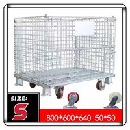 Logistic warehouse storage crate metal material with wheels foldable S. M .L Size