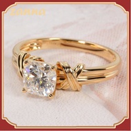 แหวนชูดีไซน์คลาสสิคแหวนทองหนึ่งกรัม ลายโปร่งจิกเพชร คละลาย 96.5% น้ำหนัก (1 กรัม)  แหวนทองพันกับแหวนเพชรลวดลายผู้หญิง แหวนคู่