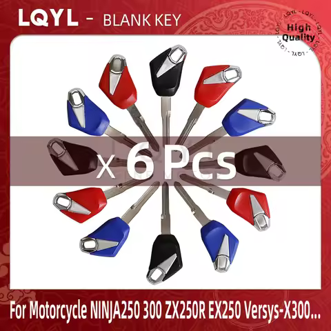 6PCS New Blank Key Motorcycle Replace Uncut Keys For NINJA250 ZX250R EX250 Versys-X300 NINJA300 ZX30