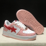 Bape Sta wear-resistant and comfortable pink cat low cut casual board shoes