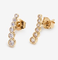 Nathalias NY ต่างหูทองคำแท้ 14K ลายวงกลมไล่ระดับ ฝังเพชร CZ ดีไซน์ปีนใบหู Graduated Circles Climber