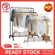 Rak Gantung Pakaian Kain Baju Ampaian Besi Single Double Multipurpose Steel Pole Rack