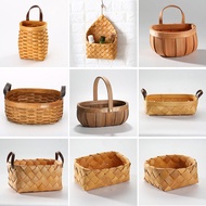 Ready Stock✿WindSing✿Handmade Bamboo Basket with Handles Rattan Storage Basket Onion Egg Storage Bas