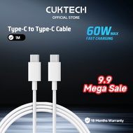 CUKTECH 60W 3A Type-C to Type-C Fast Charging Cable for iP16/15 Macbook Xiaomi Samsung Realme Oppo V