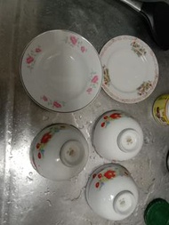 售/換物)老件:6個大同瓷碗+2花朵小菜盤