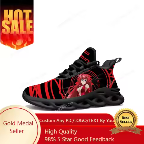 Anime High School DxD Flats Sneakers Mens Womens Sports Shoes High Quality Rias Gremory Custom Lace 