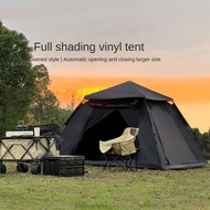All Black tent Large Family Tent UV Awning Camping Tent 4 Door Outdoor Automatic Pop Up Auto Tents  