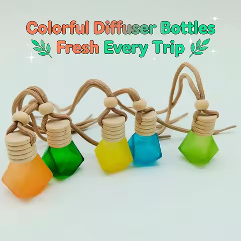 10PCS/Lot 8ml Frosted Color Car Oil Diffuser Glass Bottle Empty Perfume Aromatherapy Container Fragr