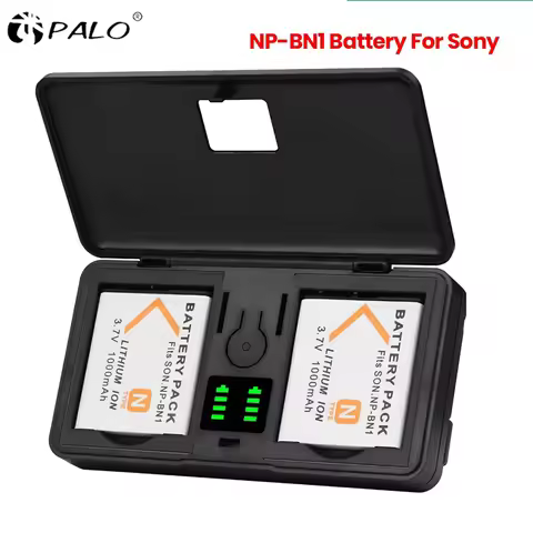 NP-BN1 Battery+LCD Charger PALO NP-BN1 NP BN1 Battery+LCD Dual Charger Case for Sony Cyber-shot DSC-