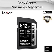 Lexar SILVER PLUS SD Card 512GB Professional SILVER PLUS UHS-I Memory Card (205MB/s V30 U3)