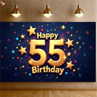 Happy Birthday Backdrop Banner 55th  Birthday Party Decorations Photography Background 71X43 inch Sp