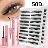 Rikuaild 180/360 CHIẾC Cụm mi mềm mại 50D, Mi riêng lẻ, Cụm mi dày, Cụm mi cong D, Bộ dụng cụ nối mi