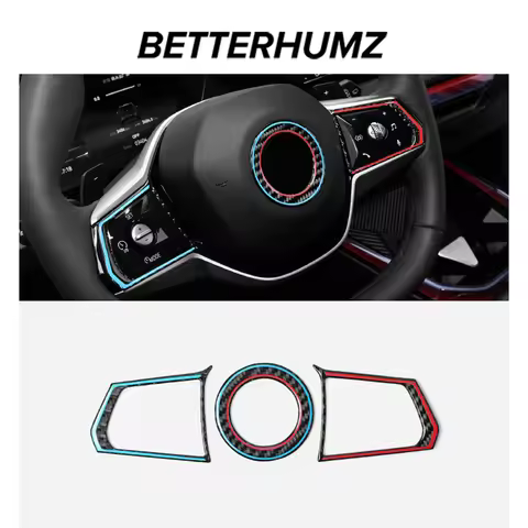 For BMW X3 G45 G48 2025- Carbon Fiber Steering Wheel Button Frame Sticker Emblem Trim Ring Car Inter