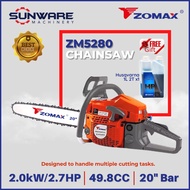 ZOMAX ZM5280 Chainsaw 20" Guide Bar Papan & Saw Chain Rantai / New West 588 [Free HUSQVARNA 2T 1 Lit