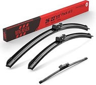 BERG REGEN 26"+22" Windshield Wiper Blades with 11" Rear Automotive Replacement Set for VW Volkswage