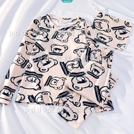 Women Thermal Underwear Long Johns Cartoon Bear Winter Thick Sets Clothes Keep Warm Round Neck Close