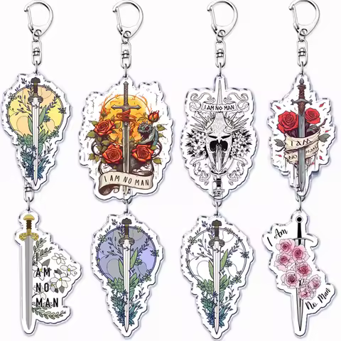 Hot I Am No Man Flower Sword Keychains for Accessories Bag Return of The King Eowyn Key Chain Keyrin