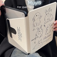 INS Creative Simple Sketch Rabbit For IPad10.2/10.5 Shell Ipad10th Cover Mini6 Case Ipad9.7 Air2 Cover Air4/5 10.9 Anti-fall Case Ipad12.9/Pro11 Anti-bending Cover Ipad Gen5 Shell