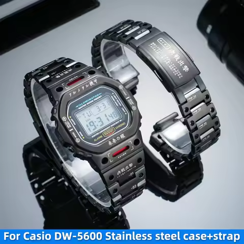 316L Stainless steel case & strap For Casio DW5600 GMW-5610 DW-5600 mod kit upgraded mecha style met