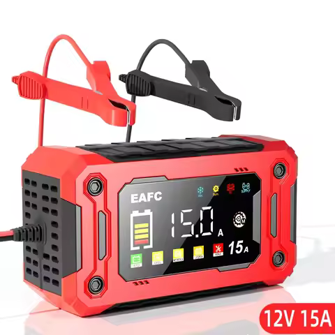 Newest 12V Car Battery Charger 15A/8A Pulse Repair Large Display Smart Charger for Car Motorcycle Le