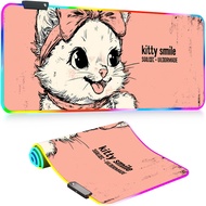 Mouse Pad RGB Gaming Mause Pad Colour LED Lighting  Cute Cat RGB Light-Up Gaming Mouse Pad Large Des