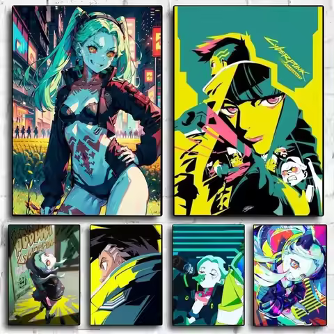 Anime C-Cyberpunk E-Edgerunners Poster No Framed Canvas Painting Poster Wall Art Painting Bedroom St