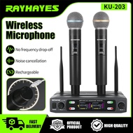 RAYHAYES Wireless Microphone System Rechargeable Portable Handheld Microphone For Singing KTV