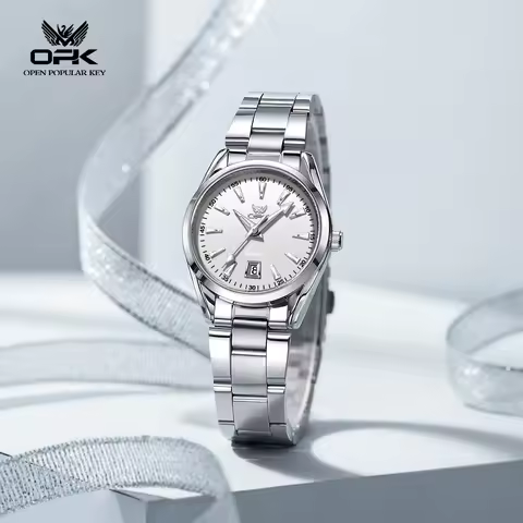 OPK 6088 Classic Round Original Quartz Movement Watch Premium Steel Strap HD Luminous Function 30m W