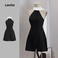 Elegant Plain Tie Neck Jumpsuit for Women L128ED635