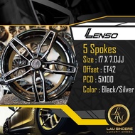 Lenso 5 Spokes 17 X 7.0JJ 5X100 Black/ Silver