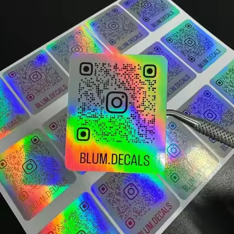 100PCS laser vinyl printed QR code stickers, personalized IG stickers, social media stickers, metall