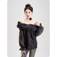 Nurture One | เสื้อเบลาส์คอปิดไหล่สีชมพูดีไซน์ดอกไม้3D