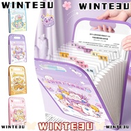 WINTE3U A4 File Folder, Waterproof Cartoon Animal Vertical Hand-held Bag, Portable 3-Layer Expanding