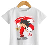 August t-shirt for girls, 8th Indonesian Independence Day, August 17th, ages 1-12 years