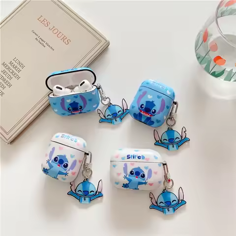 Cartoon Stitch Earphone Case With Keyring For Apple Airpods 1/2/3 Aripods Pro/Pro2 Wireless Bluetoot