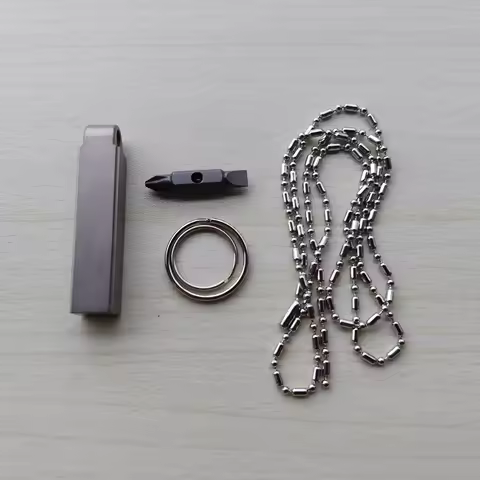 Titanium Alloy Storeage Canister, Mini Portable EDC Pill Box Container with Screwdriver Bit, Ball Ch