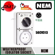 NEM ISOLATOR UNIVERSAL SWITCH SOCKET WEATHERPROOF 13A FLAT COVER SWITCH  IP66 56CV313