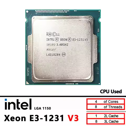 Intel Used Xeon E3-1231 v3 E3 1231 v3 E3 1231v3 3.3 GHz 8M 80W LGA 1150
