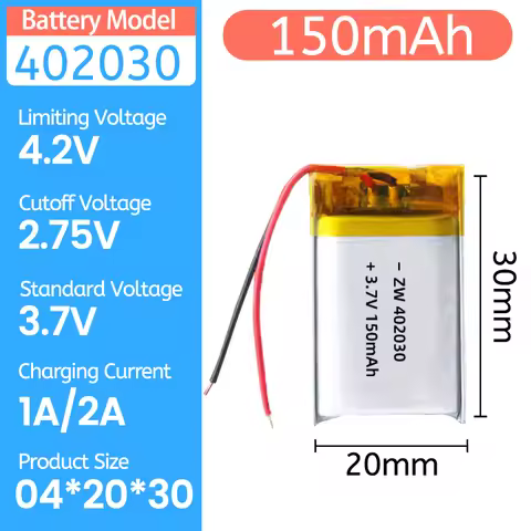 Battery 402030 3.7V 150mAh Lithium Polymer Battery for Bluetooth headset，electric toys Wearable Loca