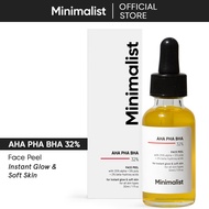 Minimalist 32% AHA + BHA + PHA Face Peeling Solution for Advanced Users | Exfoliator for Smooth Glow