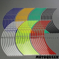 16 PCS 17" 18" Rims Decals Motorcycle Car Wheels Reflective Stickers Stripes Motorbike For Honda Yamaha Kawasa