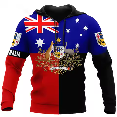 2026Australia Men's Hoodies 3D Full Printing Kangaroo Autumn Long Sleeve Casual Australia Flag Stree
