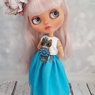 Dool.Custom Blythe doll. doll with pink hair.