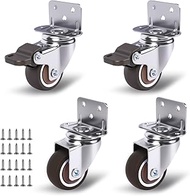 ZUOFANG 1 Inch Small Caster Wheels Set of 4, l-Bracket Casters Low Profile Side Mount, Swivel Rubber