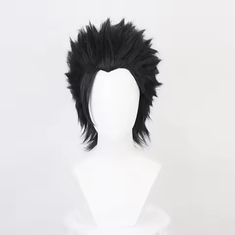 Anime Final Fantasy FF7 Zack Fair Cosplay Wigs Short Black Slicked-back Heat Resistant Synthetic Hai