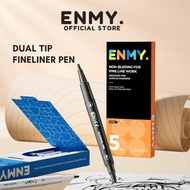 ENMY Dual Tip Fineliner Pens Black Ink for Acrylic Marker Artwork