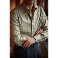 UG Men's Clothing Brand High-Fixed Craft Flannel {Matcha Green} Italian Retro Button Collar Pure Cot