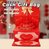 JEROMY 3D Birthday Cake Card, 6/8/10 Slots Chinese Style Red Envelope Card, Blessing Bag Paper HongB