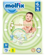 Bỉm/ Tã dán Molfix size XXL 54/ XL 62+8/L 68/M 76+6/S 80/XS 70